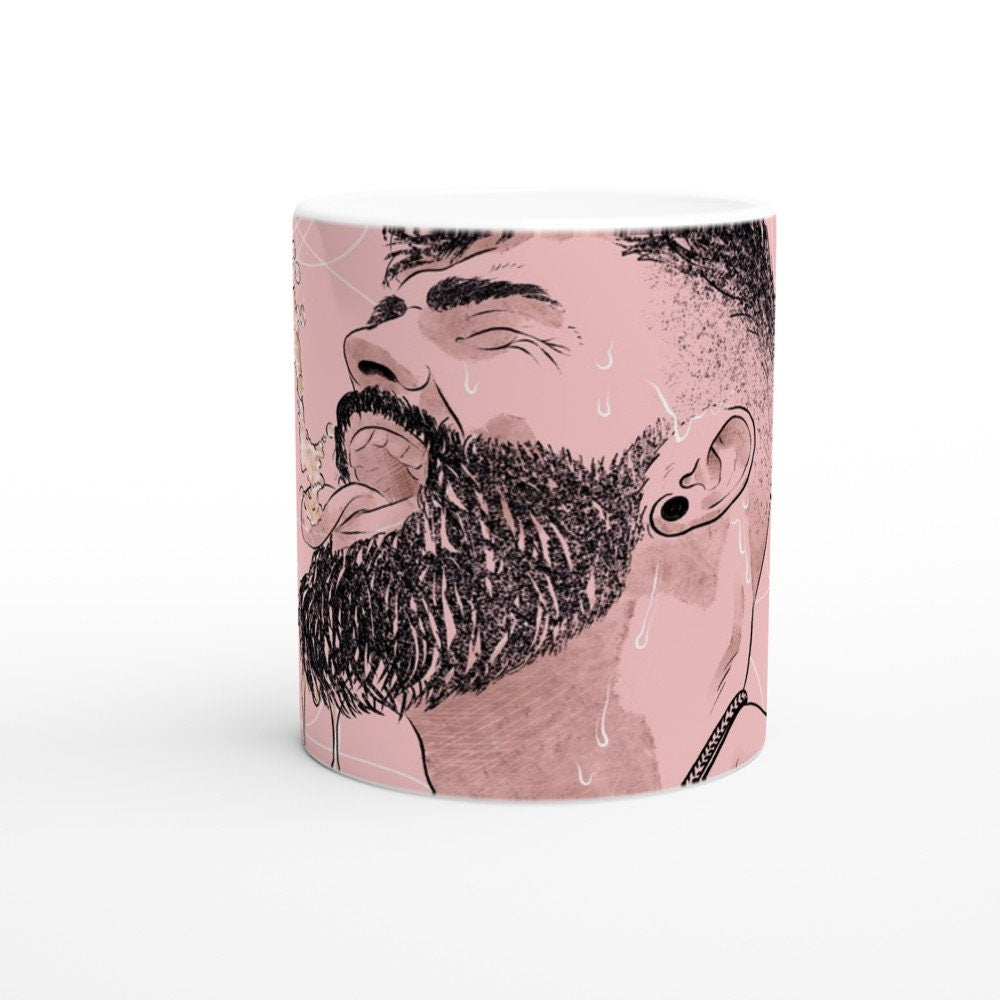 Smiley Face | white ceramic mug gay art Tom of Finland