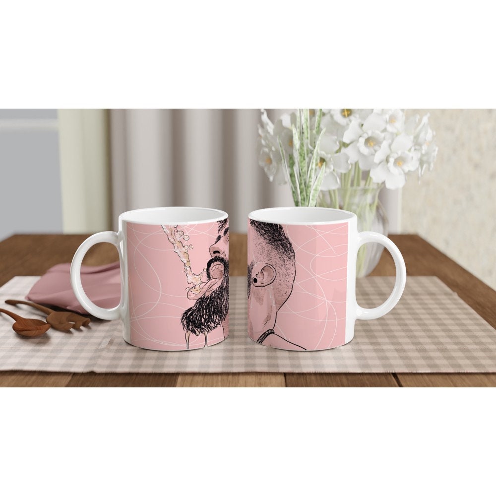 Smiley Face | white ceramic mug gay art Tom of Finland