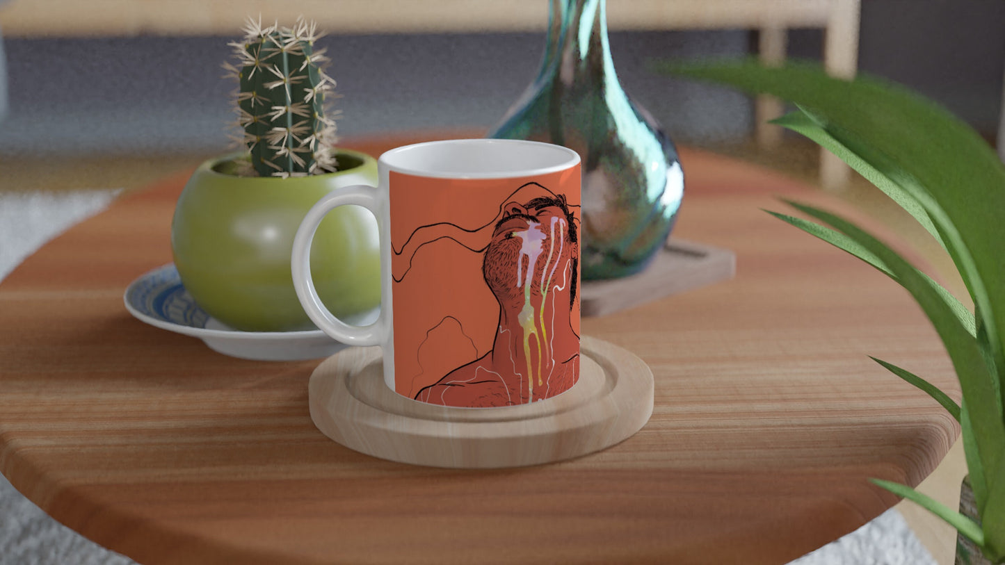 Leak | white ceramic mug gay art Tom of Finland