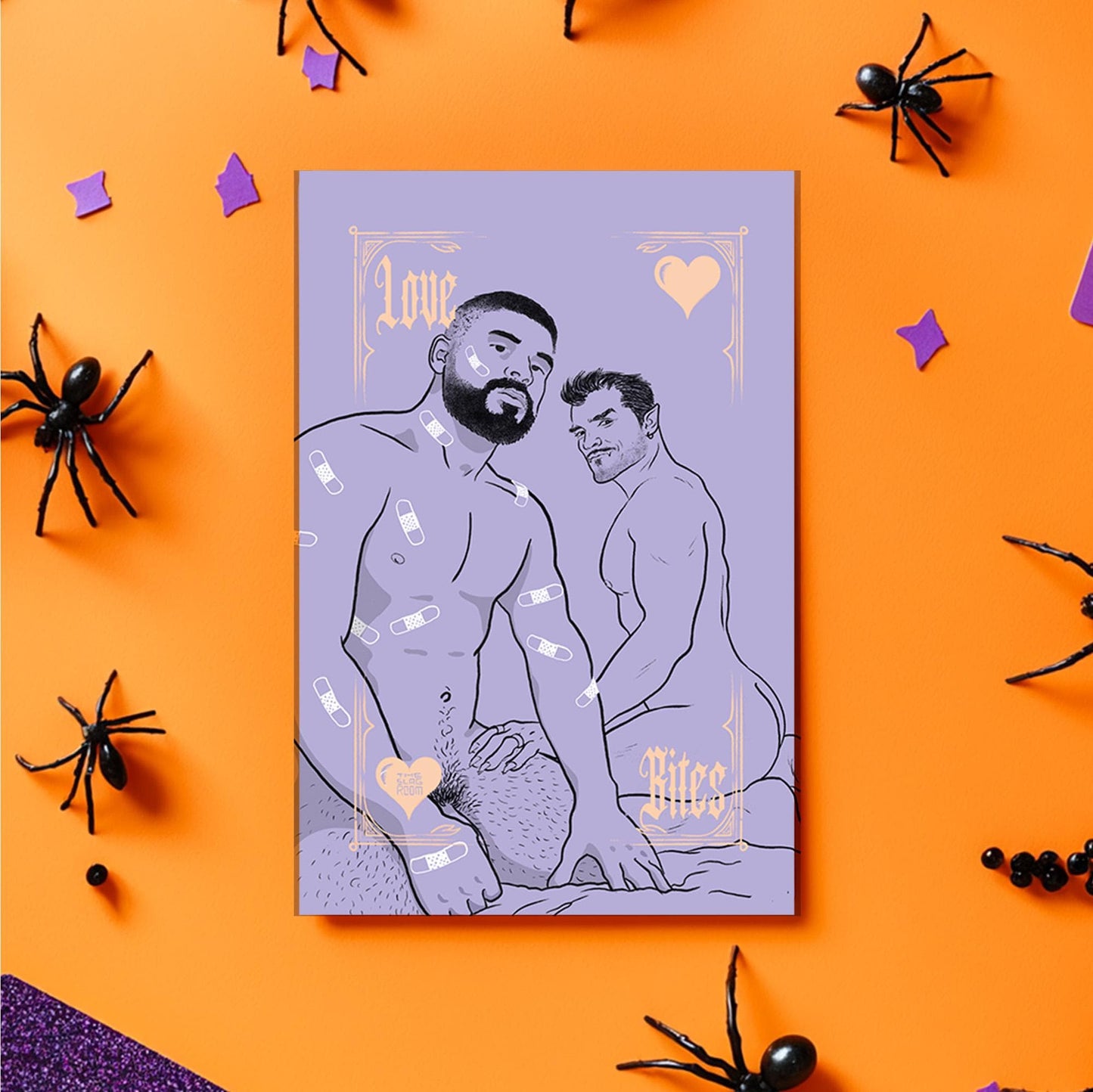 Love Bites | gay halloween giftcard queer postcard art male nude