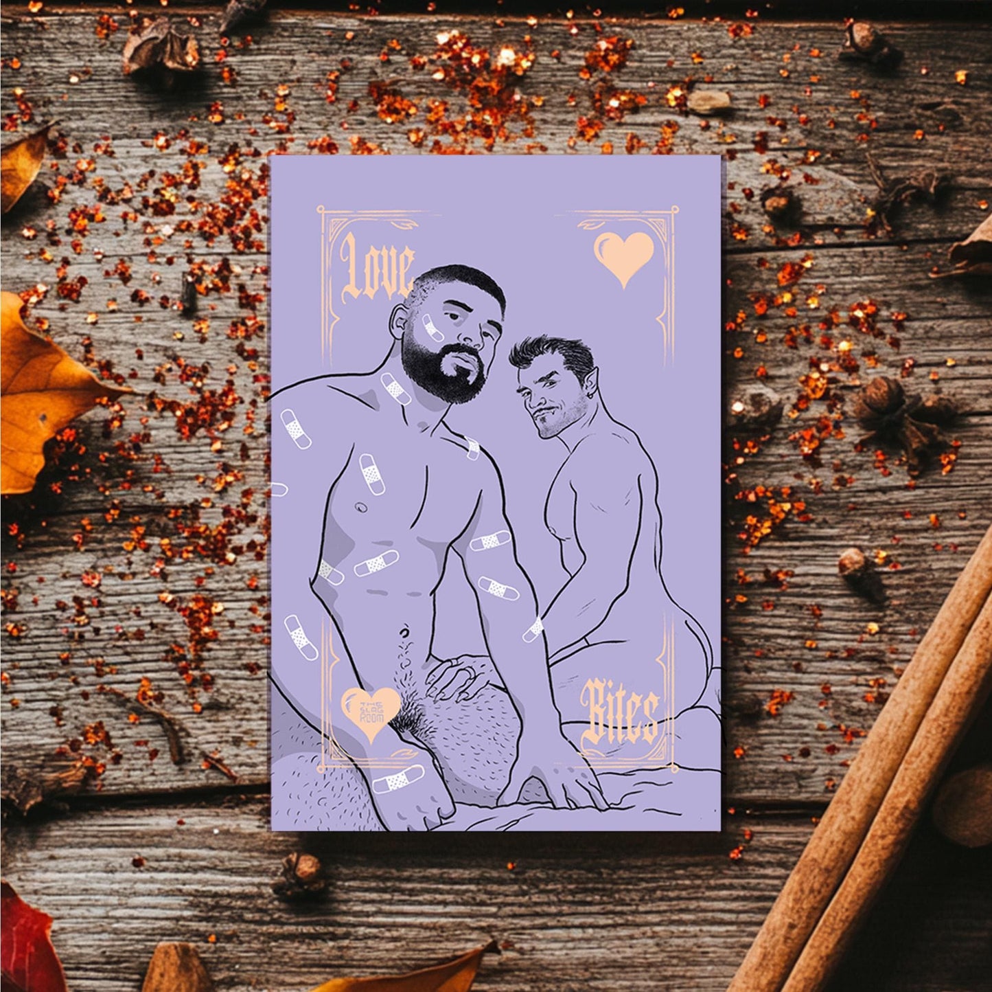 Love Bites | gay halloween giftcard queer postcard art male nude