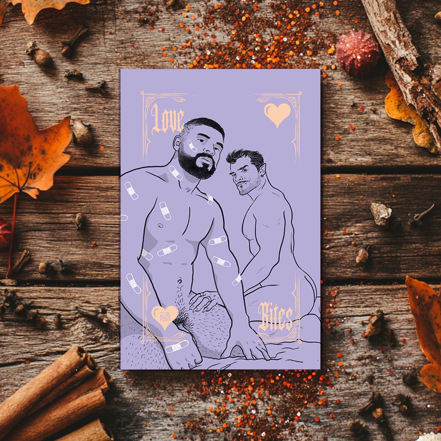 Love Bites | gay halloween giftcard queer postcard art male nude