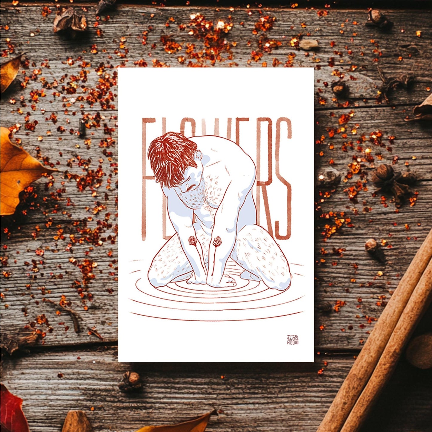 Flowers | gay halloween giftcard queer postcard art male nude