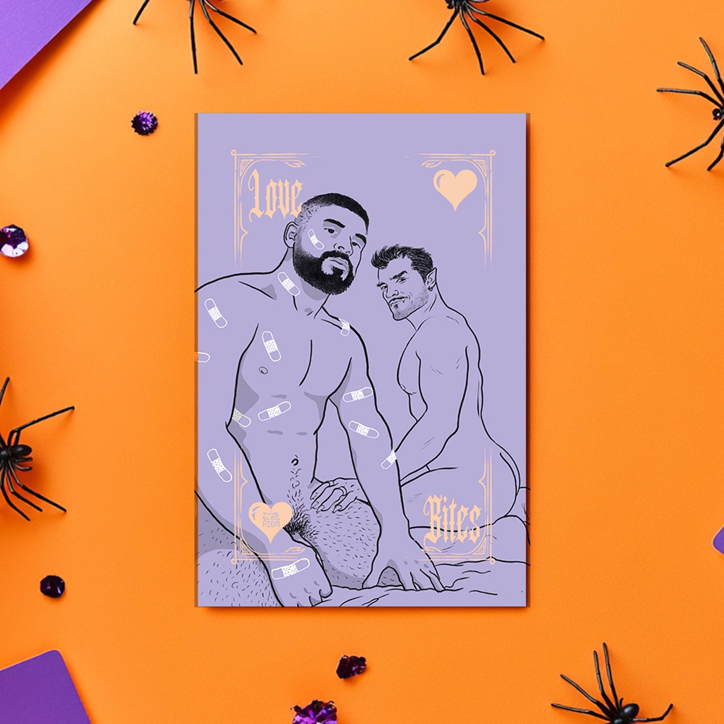Love Bites | gay halloween giftcard queer postcard art male nude