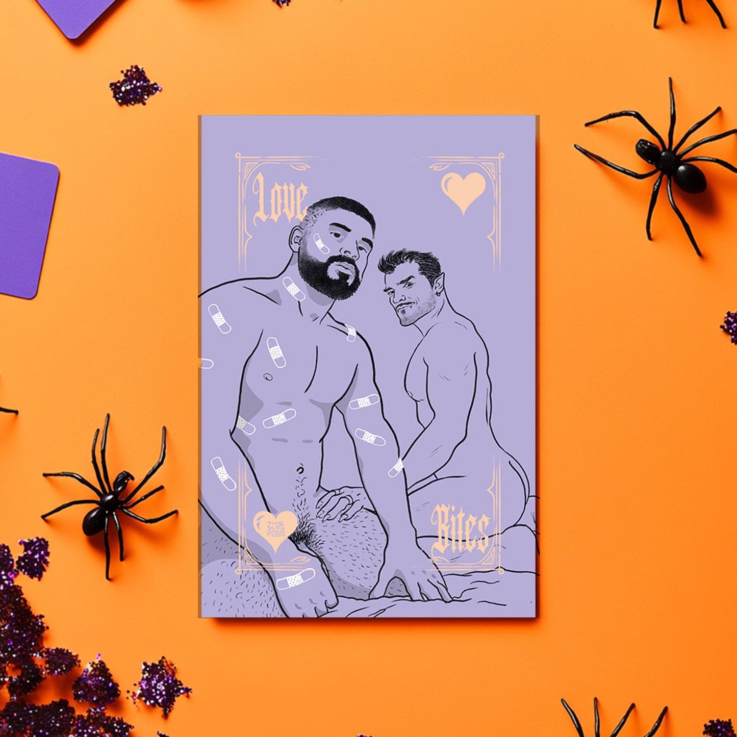 Love Bites | gay halloween giftcard queer postcard art male nude