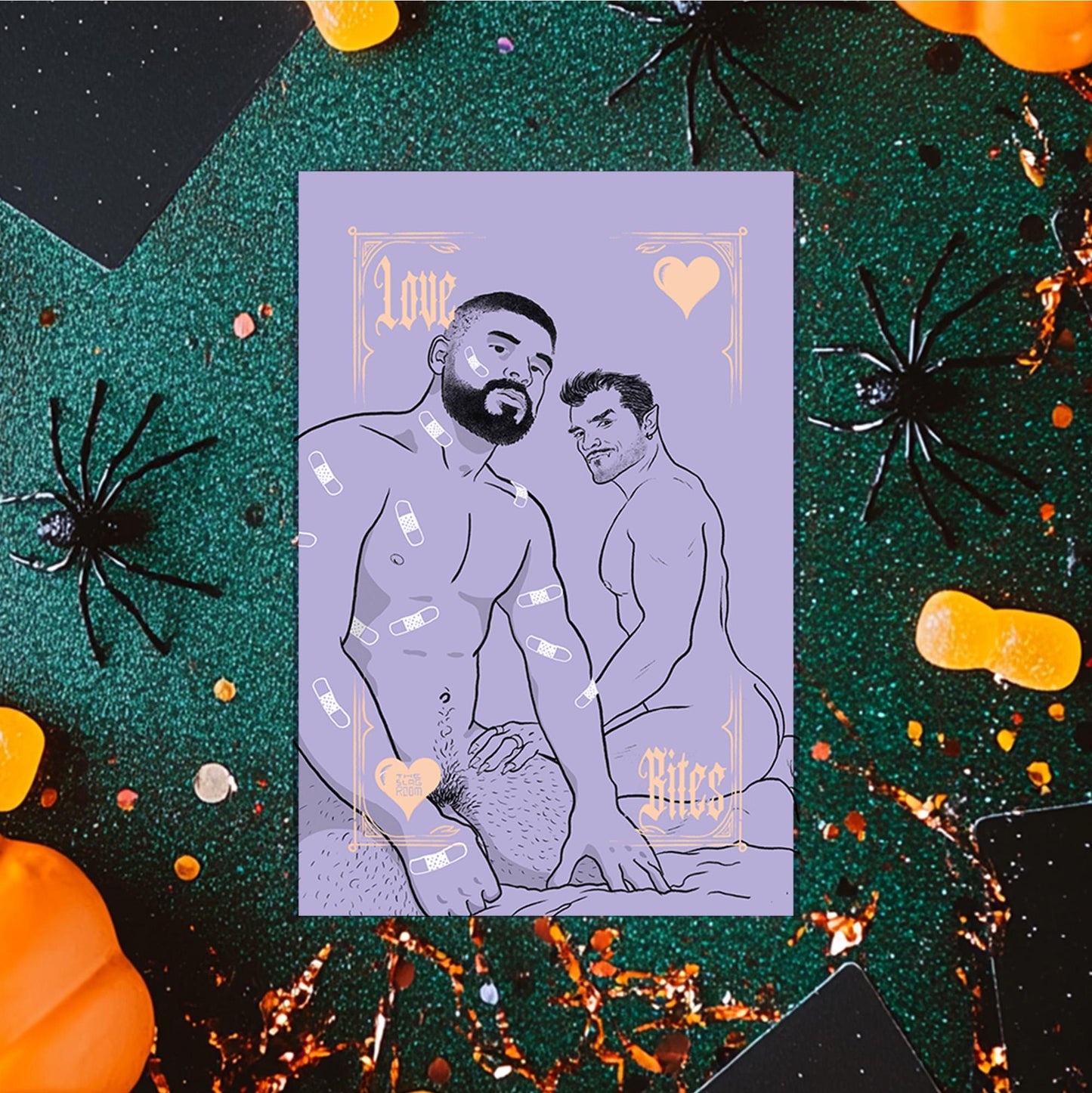 Love Bites | gay halloween giftcard queer postcard art male nude