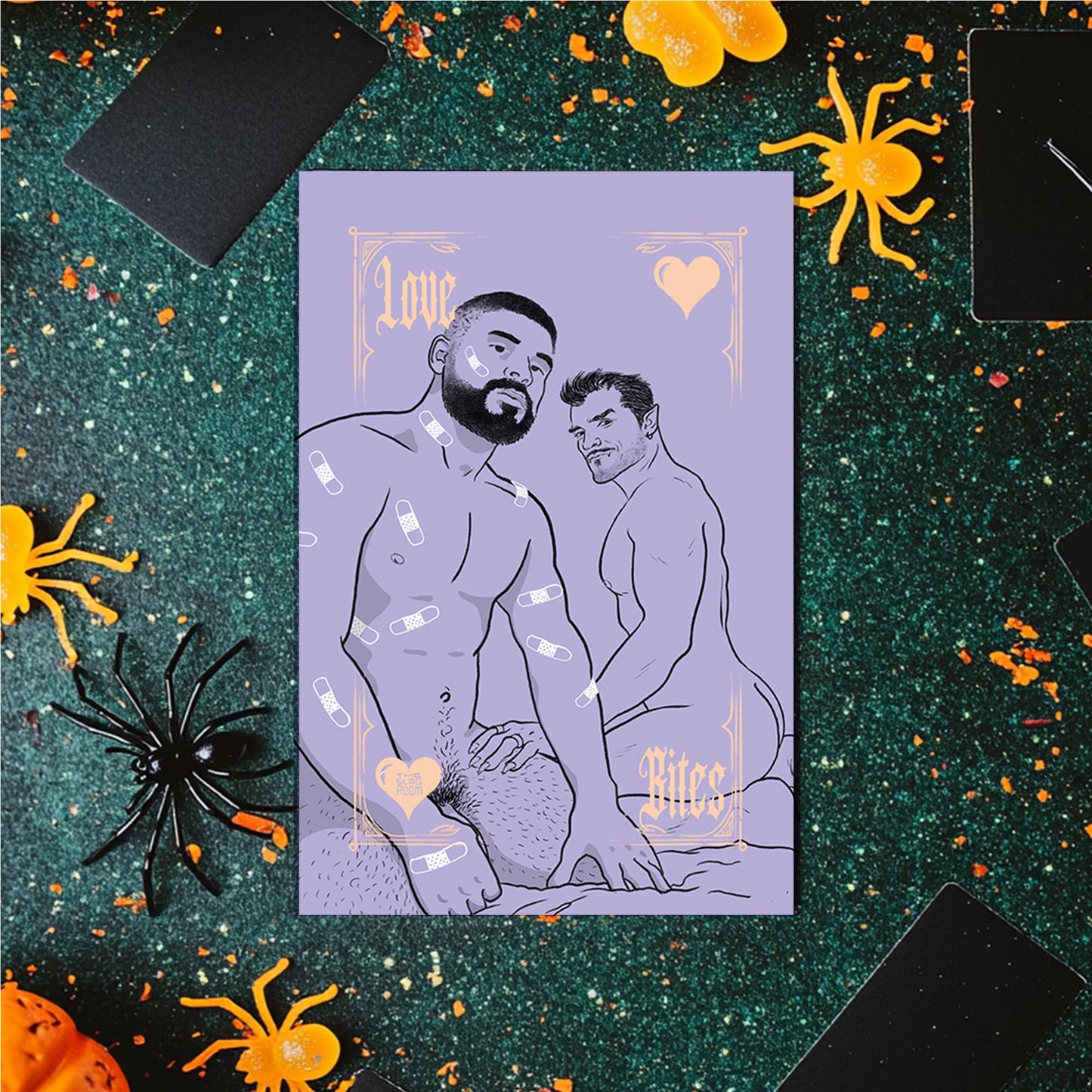 Love Bites | gay halloween giftcard queer postcard art male nude