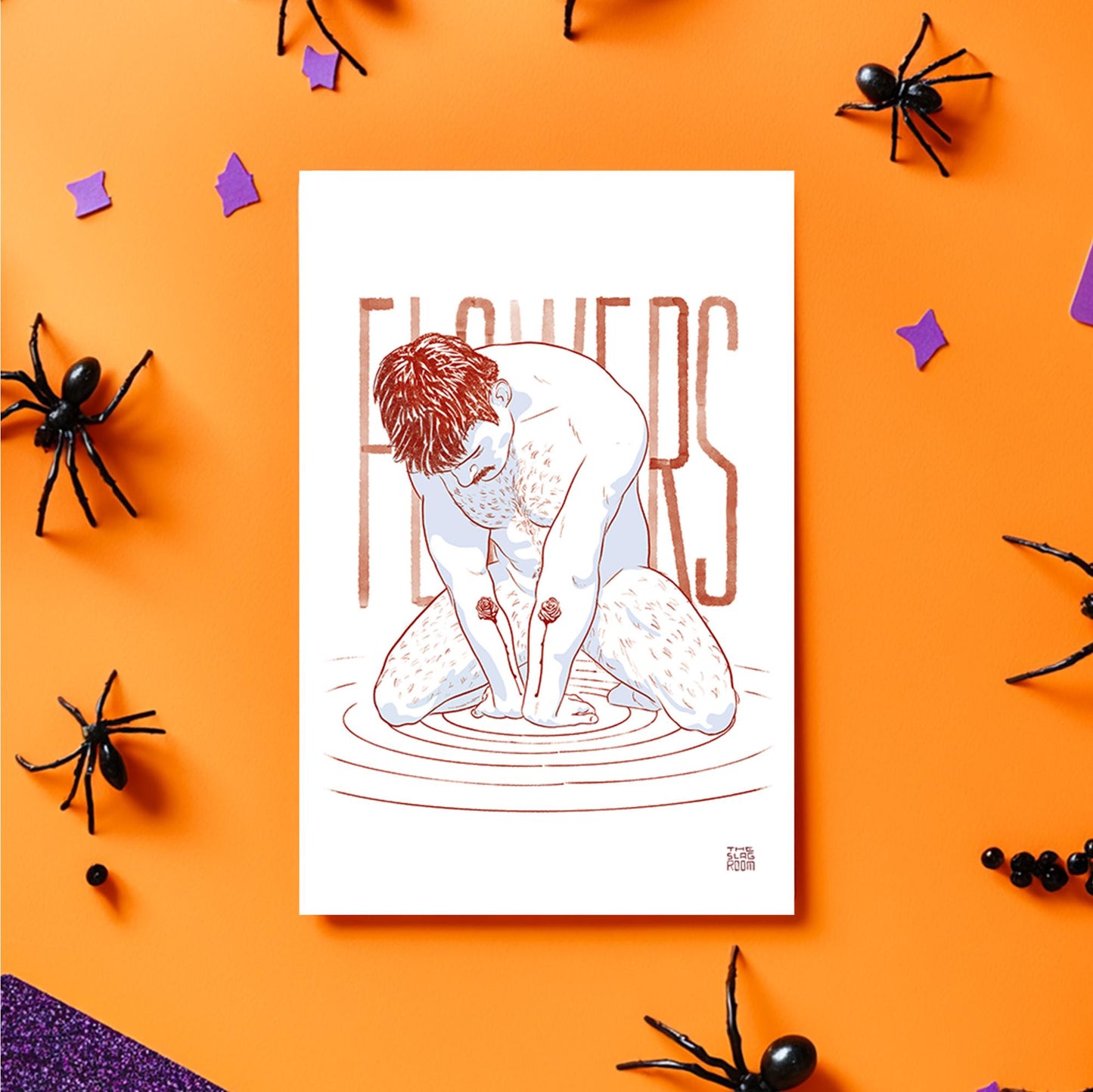 Flowers | gay halloween giftcard queer postcard art male nude