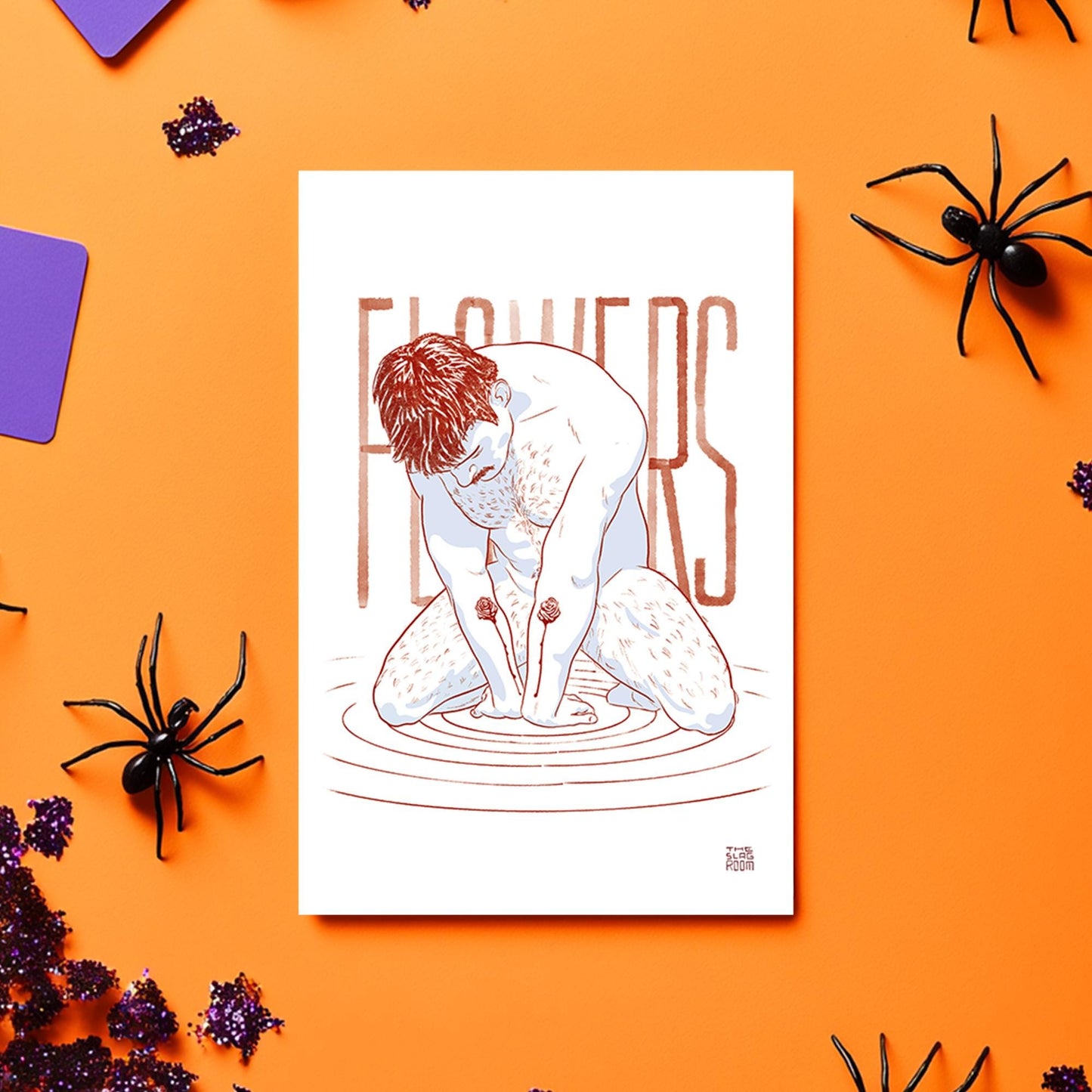 Flowers | gay halloween giftcard queer postcard art male nude