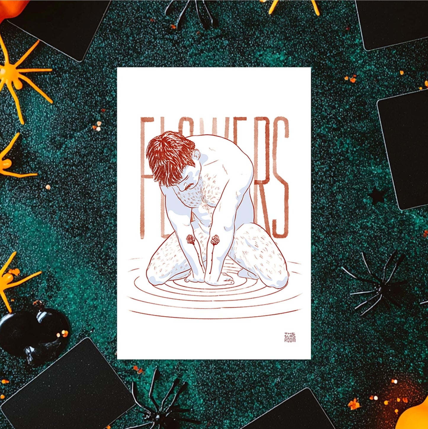 Flowers | gay halloween giftcard queer postcard art male nude