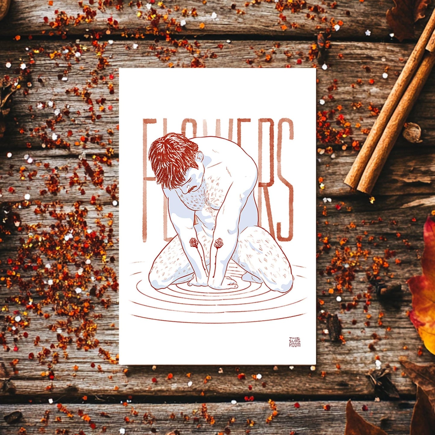 Flowers | gay halloween giftcard queer postcard art male nude