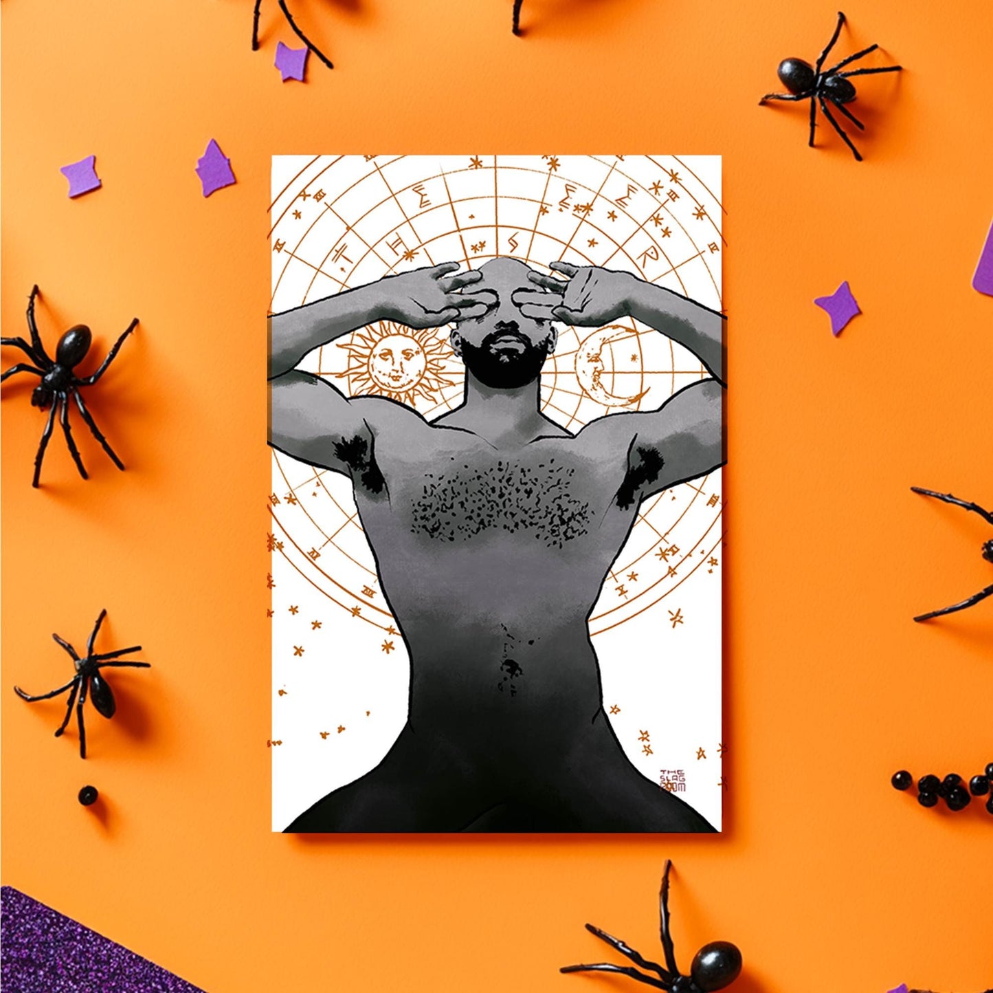 The Seer | gay halloween giftcard queer postcard art male nude