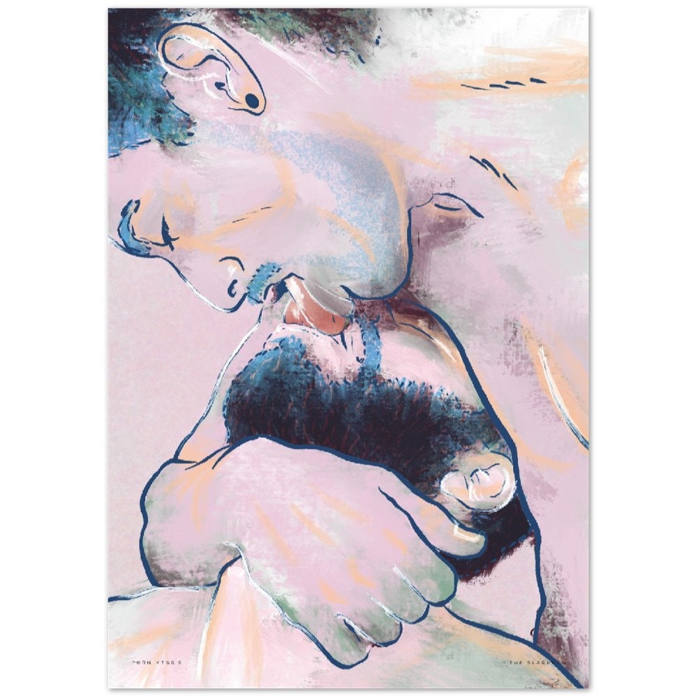 P0RN KISS 2 | sensual queer art print, nude line drawing, erotic nudity