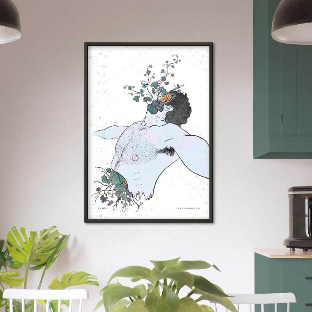 Sprout | homoerotic art print gay art queer lgbt erotic male man nude - Premium mat papier poster met metalen lijst