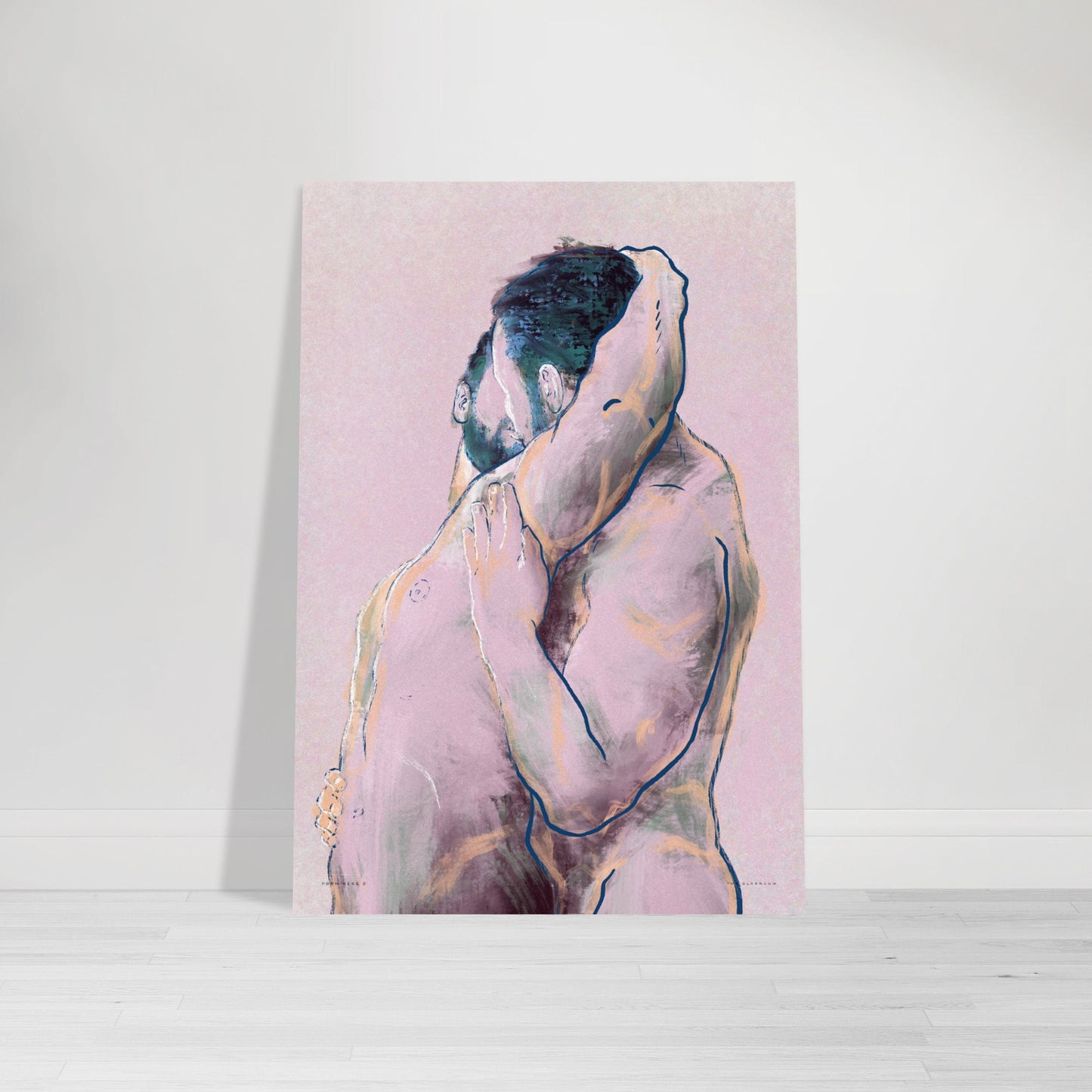 PORN KISS 3 | Gay art print, gay porn, homoerotic art, gay male frontal