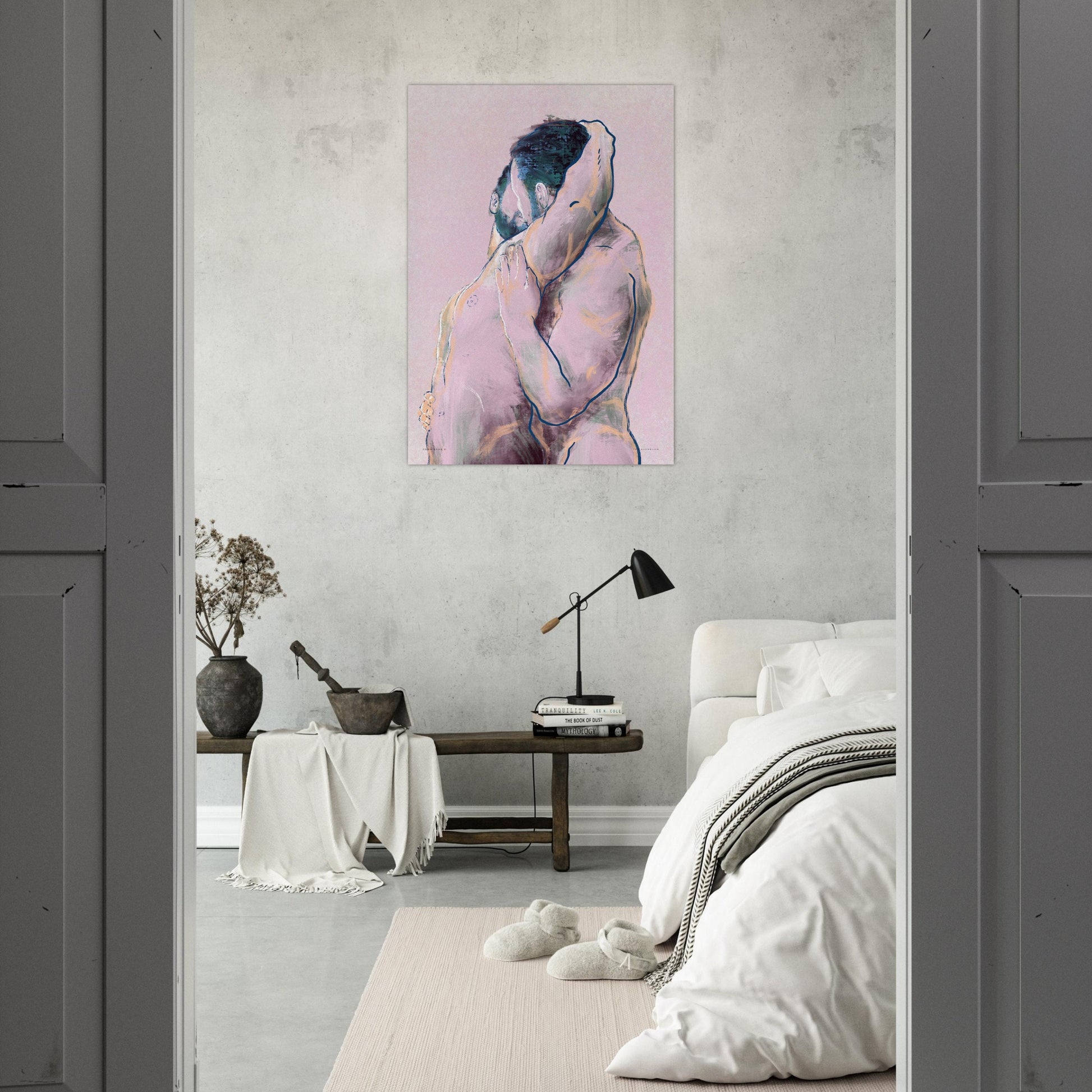 PORN KISS 3 | Gay art print, gay porn, homoerotic art, gay male frontal