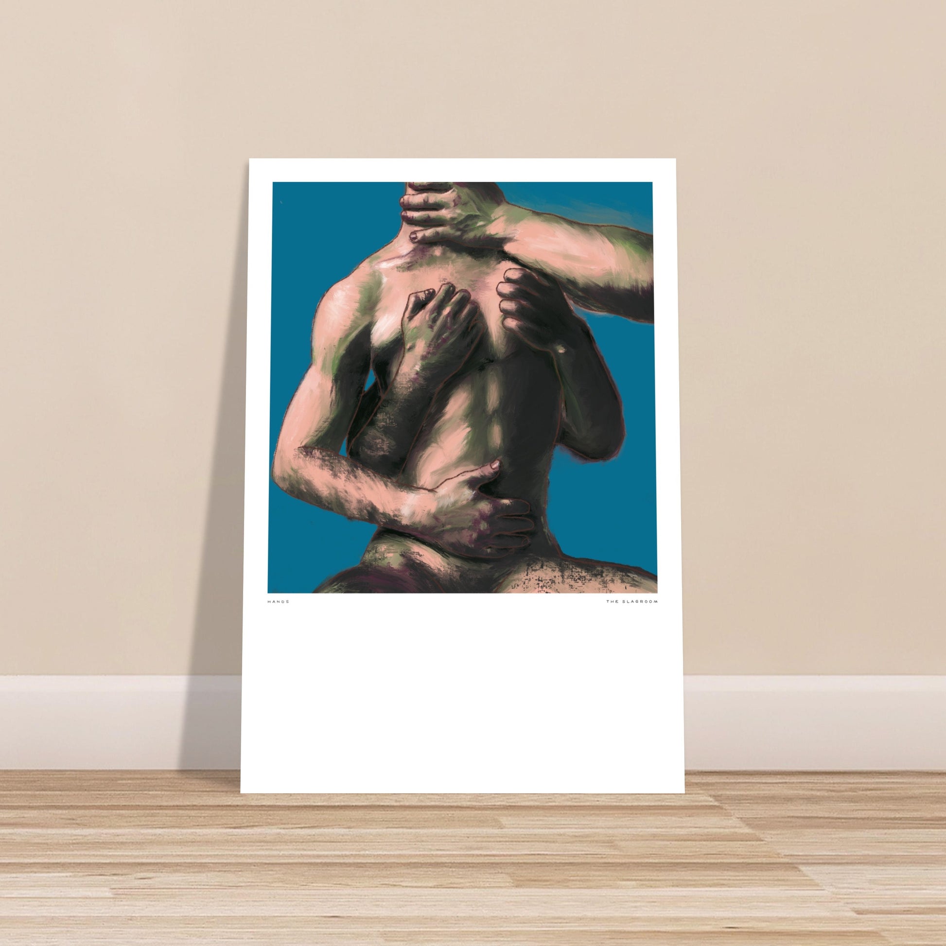 Hands [Blue] | gay wall art, male nude model, LGBTQ erotic decor, gay pride gift