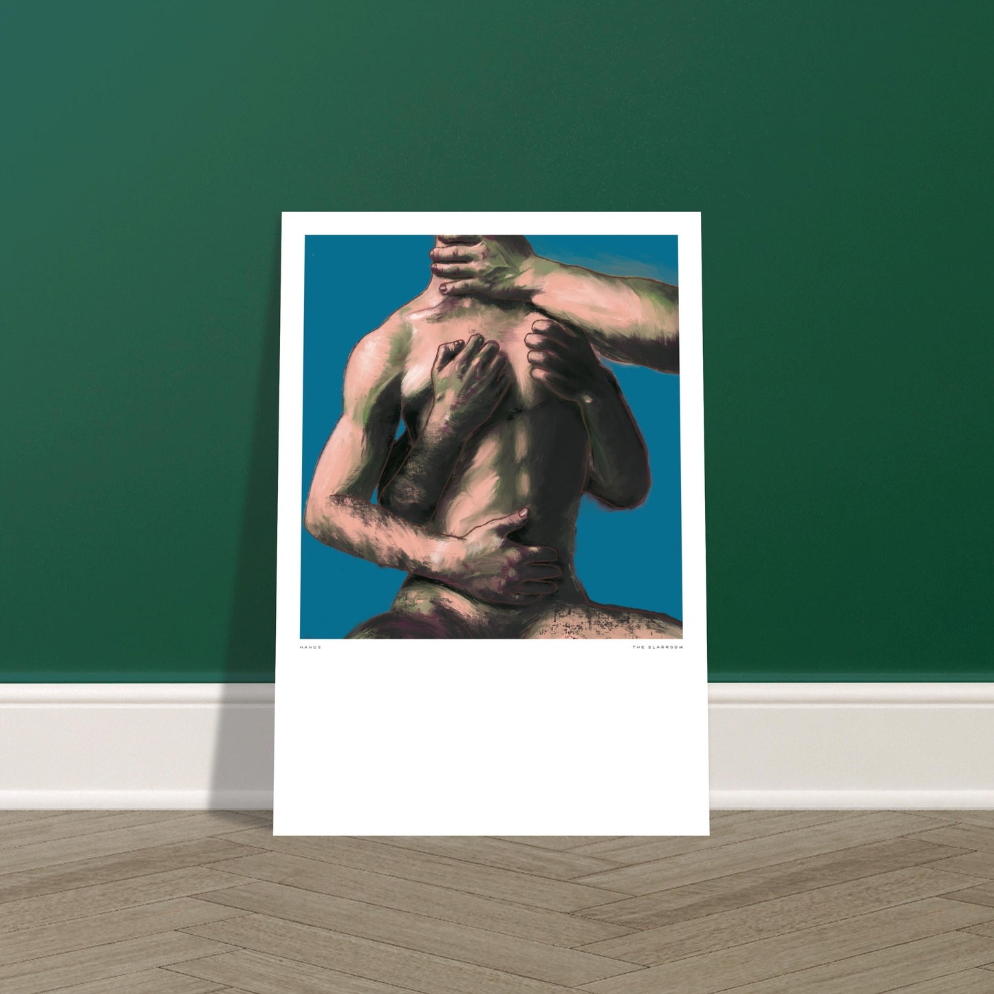 Hands [Blue] | gay wall art, male nude model, LGBTQ erotic decor, gay pride gift