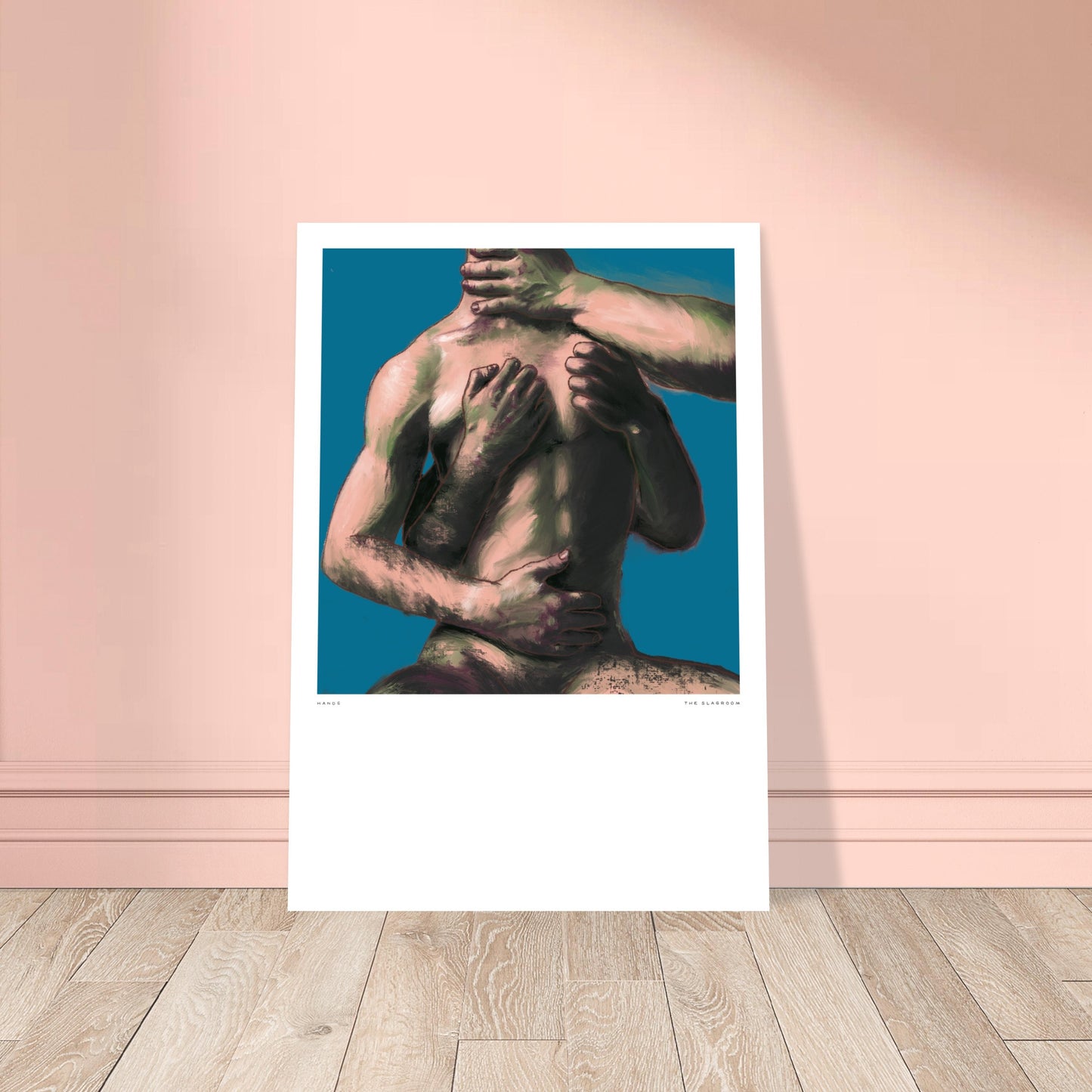 Hands [Blue] | gay wall art, male nude model, LGBTQ erotic decor, gay pride gift