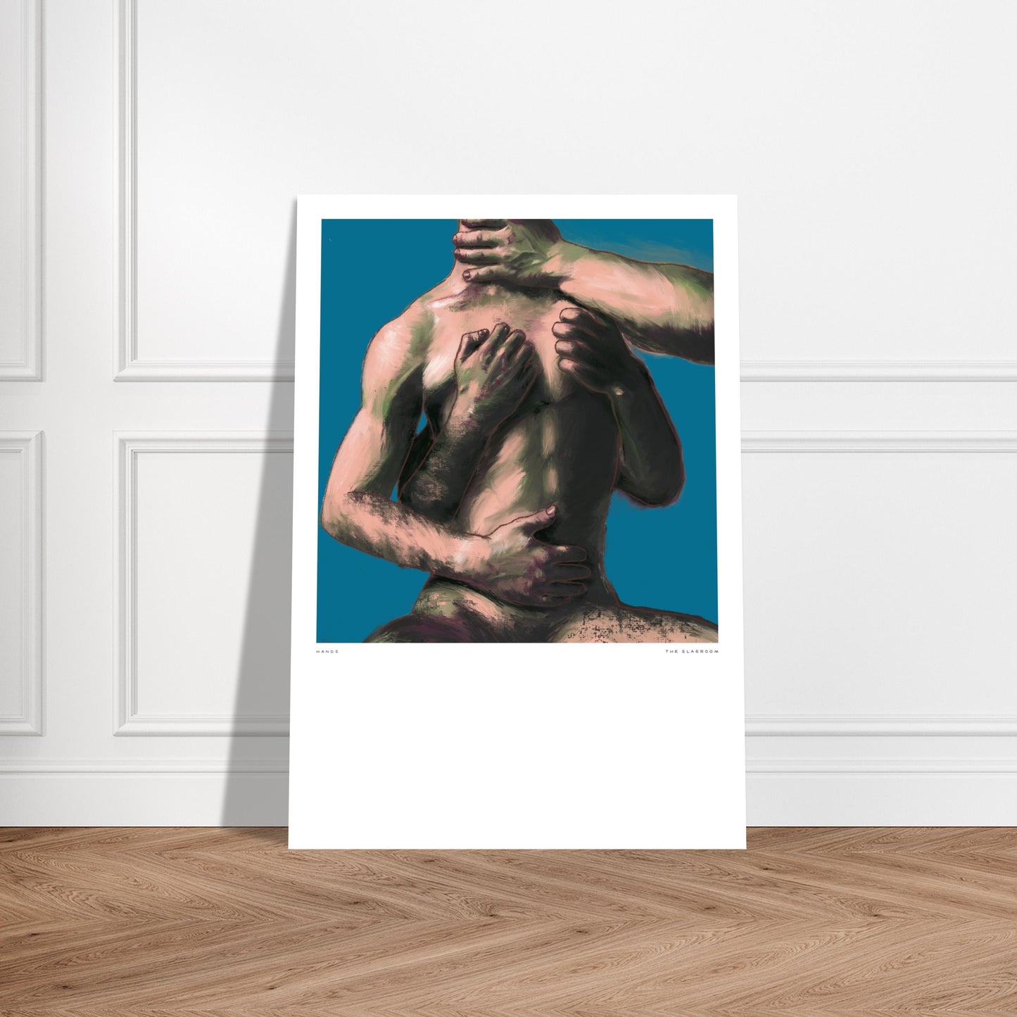 Hands [Blue] | gay wall art, male nude model, LGBTQ erotic decor, gay pride gift