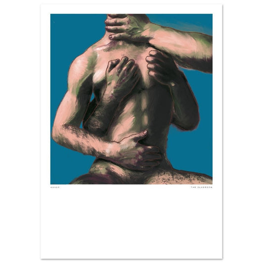 Hands [Blue] | gay wall art, male nude model, LGBTQ erotic decor, gay pride gift