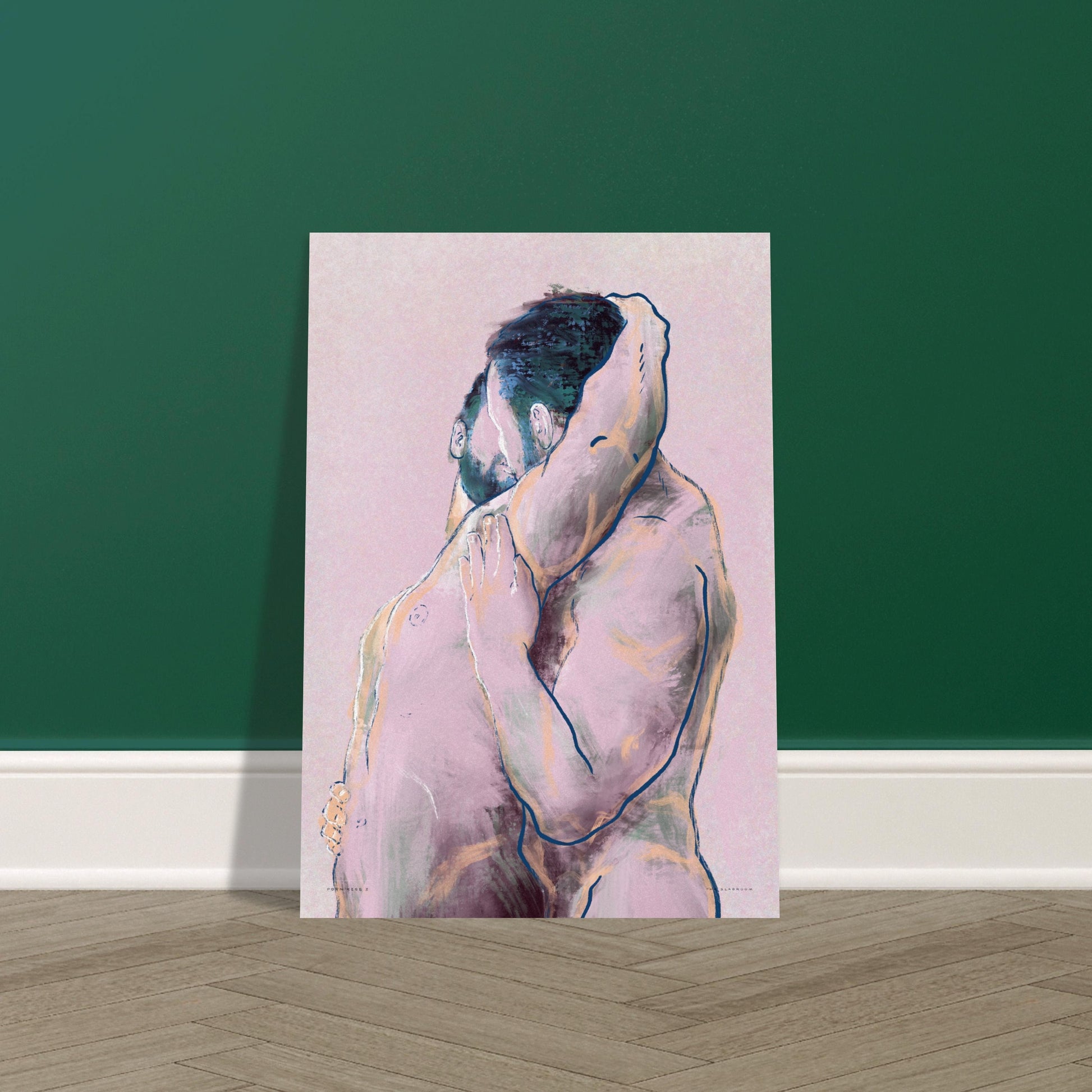 PORN KISS 3 | Gay art print, gay porn, homoerotic art, gay male frontal