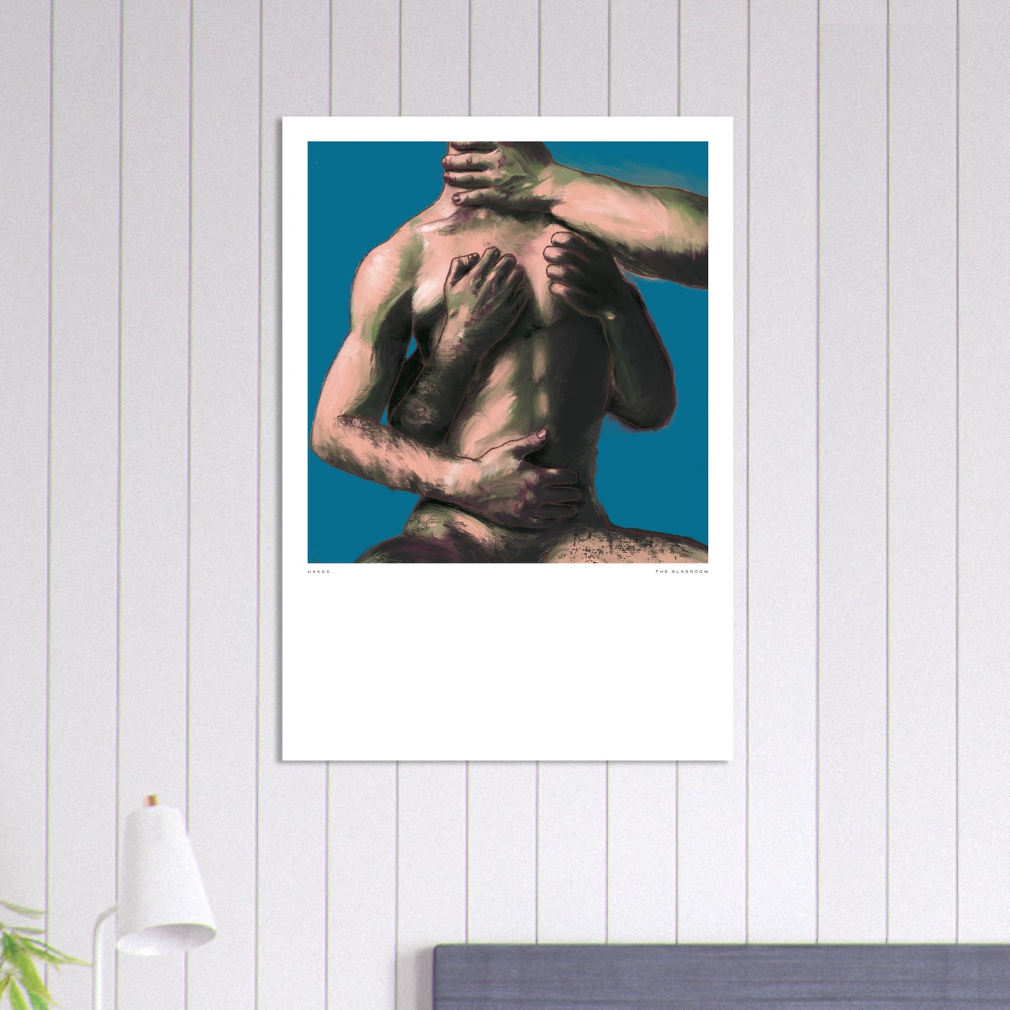 Hands [Blue] | gay wall art, male nude model, LGBTQ erotic decor, gay pride gift