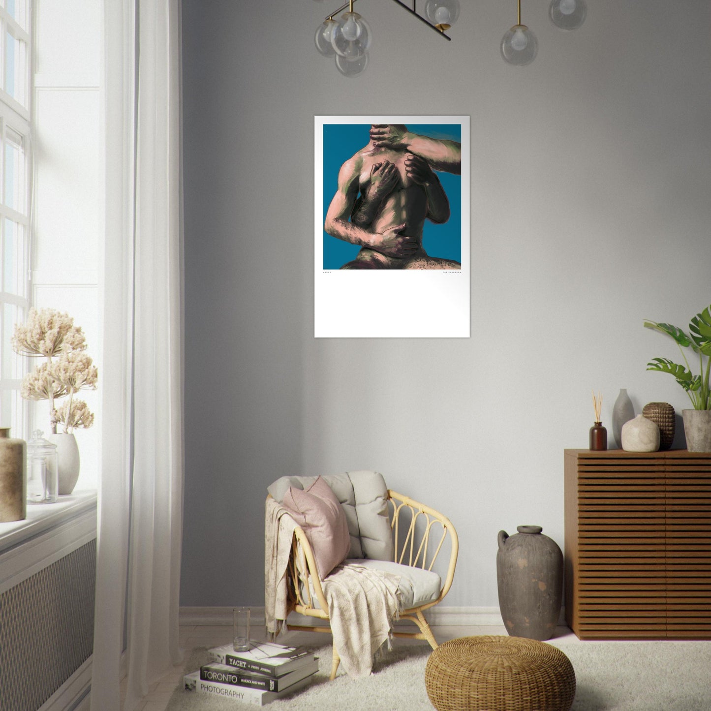 Hands [Blue] | gay wall art, male nude model, LGBTQ erotic decor, gay pride gift