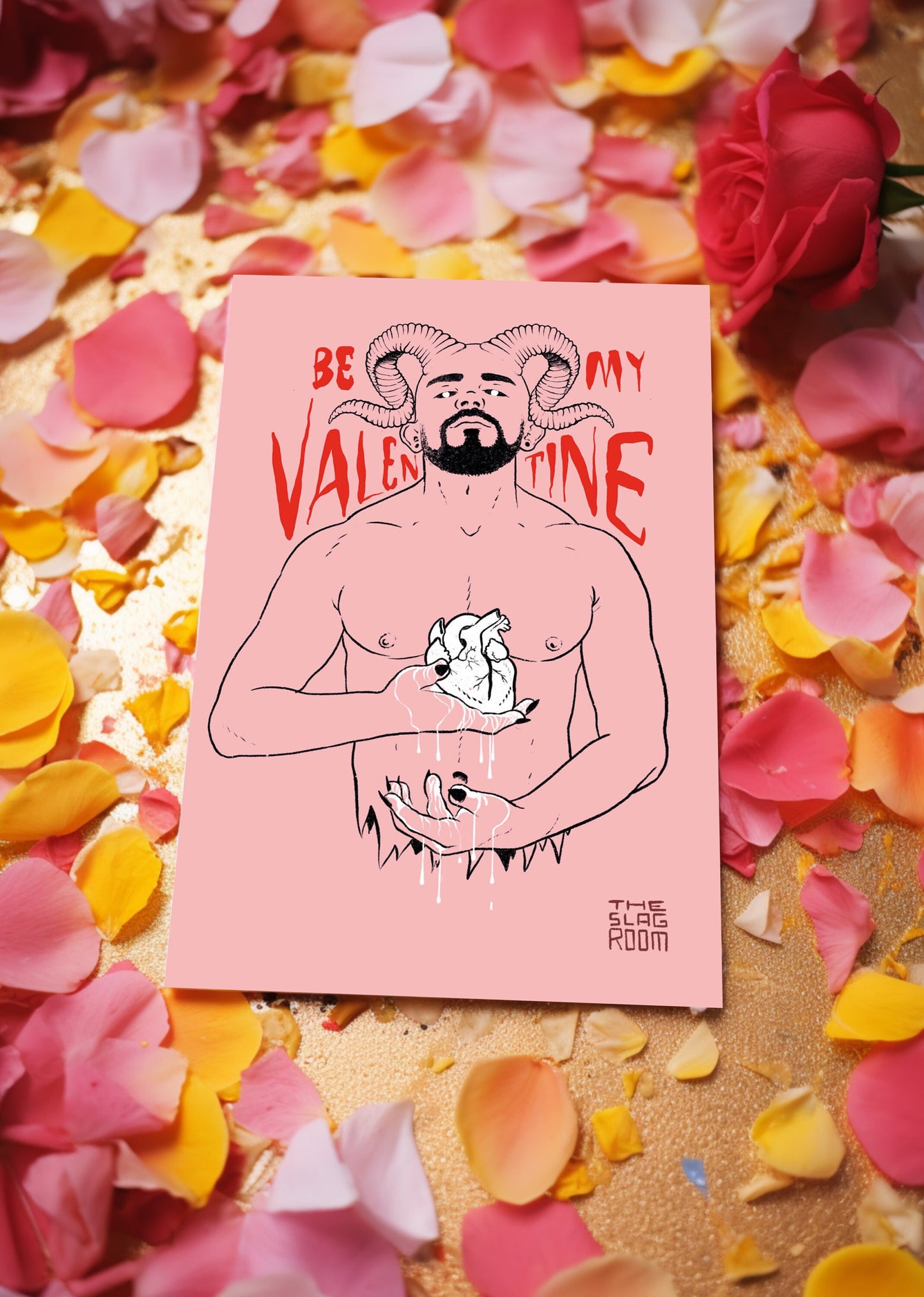 Valentines card - demon, gay art postcard