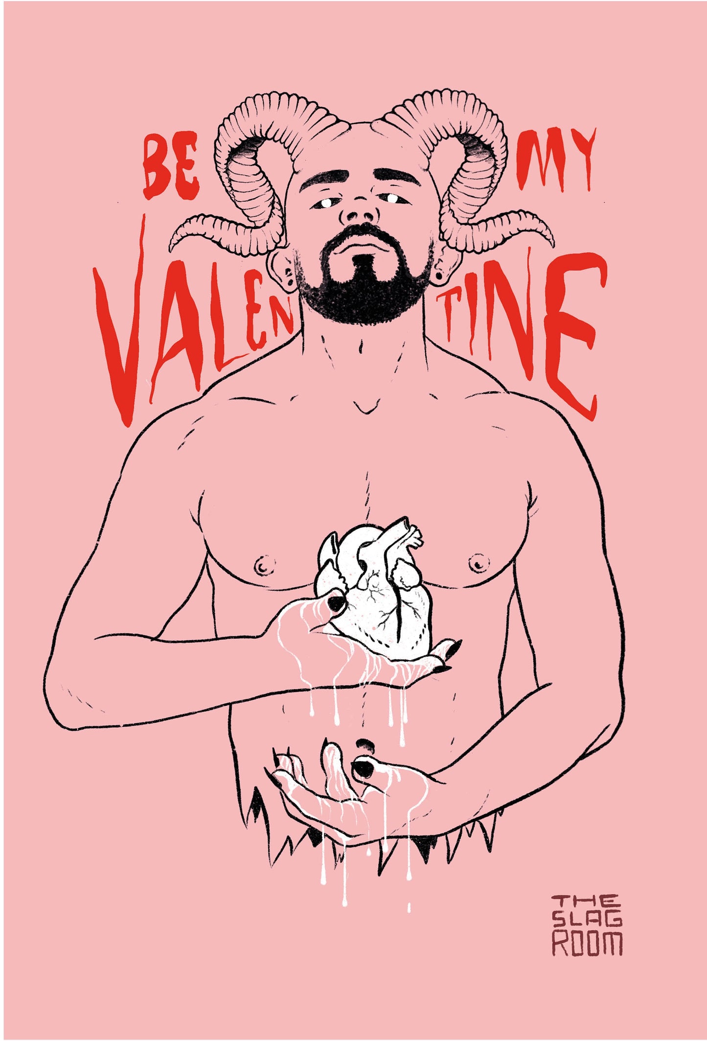 Valentines card - demon, gay art postcard