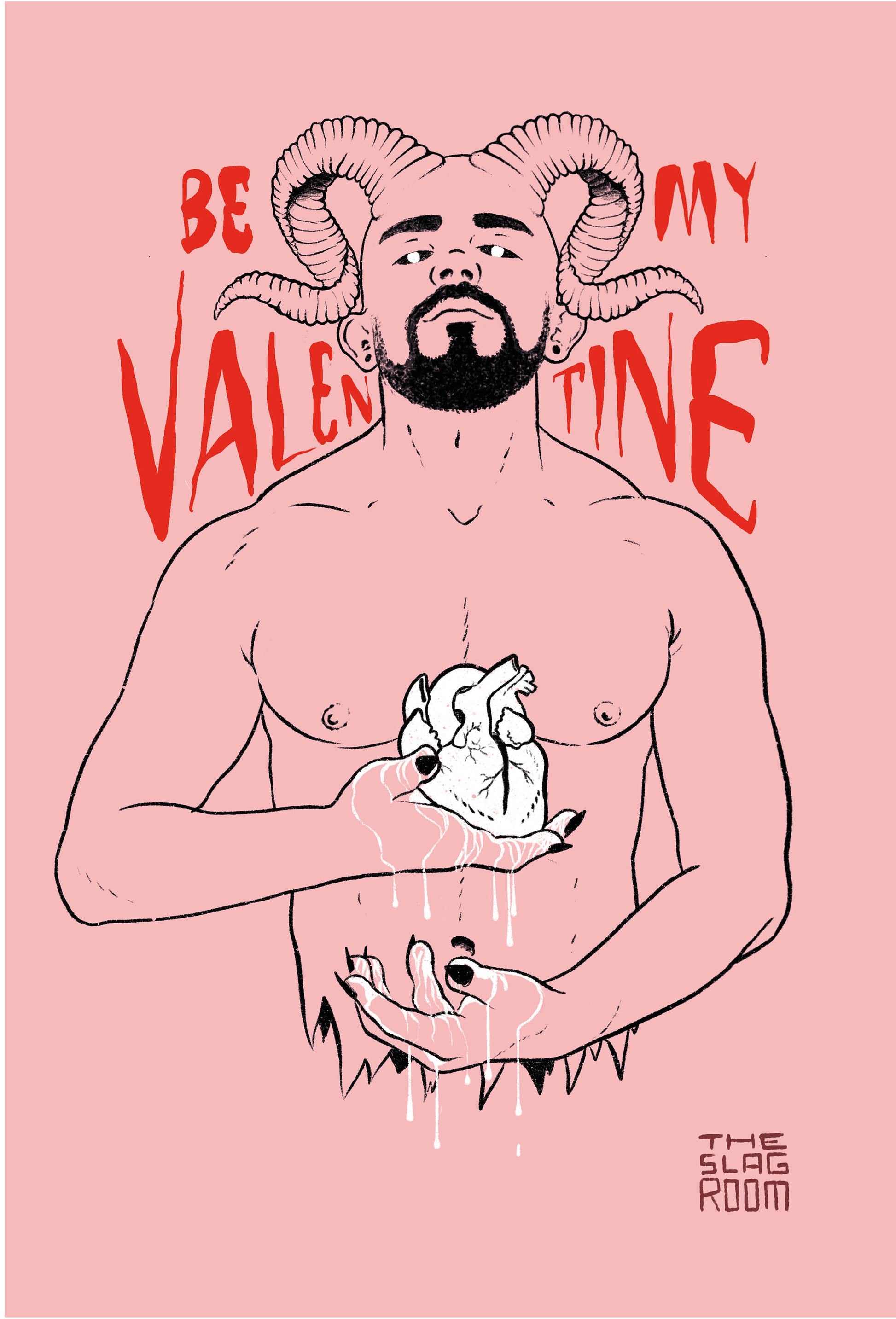 Valentines card - demon, gay art postcard