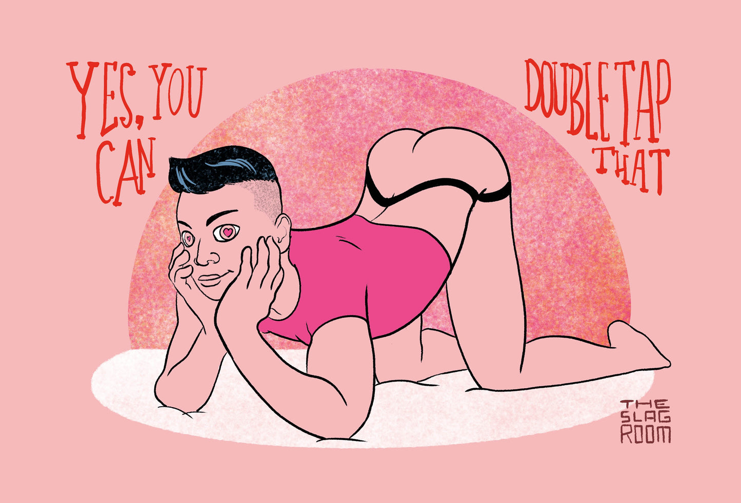 Valentines card - double tap, gay art postcard