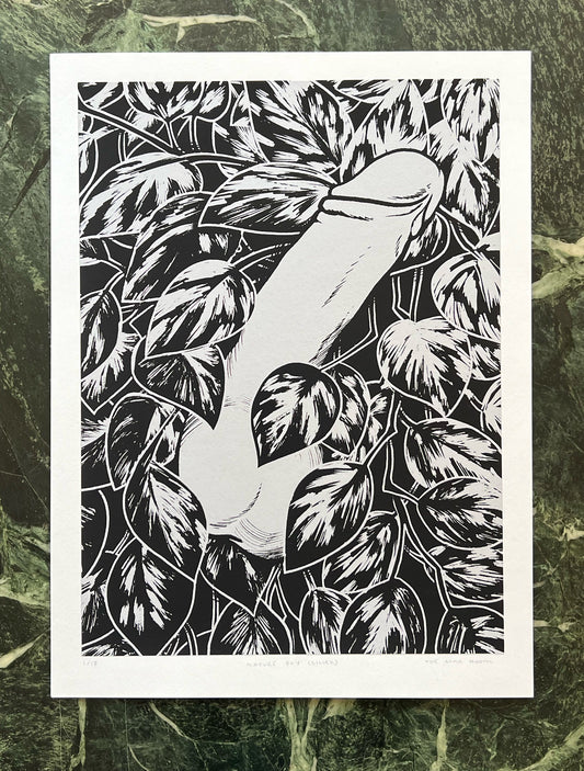 Nature Boy [silver] | homoerotic art screen print, Tom of Finland