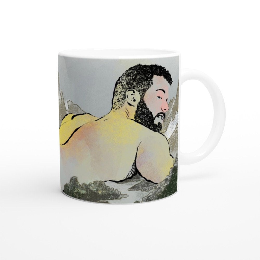 Camping | white ceramic mug gay art Tom of Finland