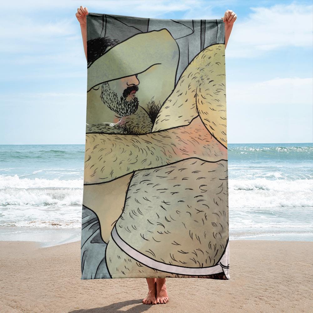 Recline | Gay art beach towel