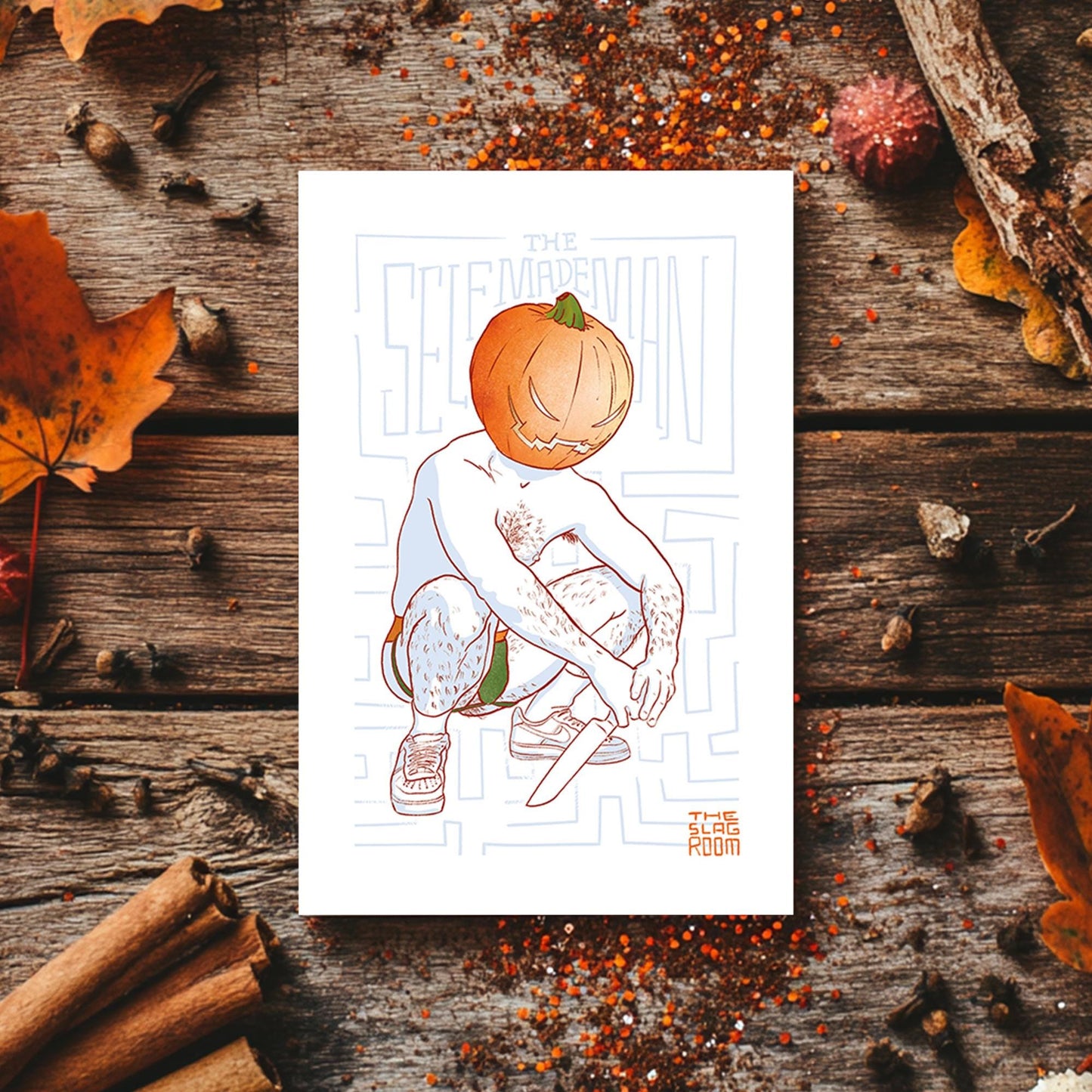 The Selfmade Man | gay halloween giftcard queer postcard art male nude