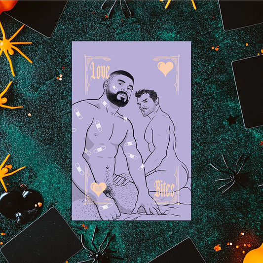Love Bites | gay halloween giftcard queer postcard art male nude