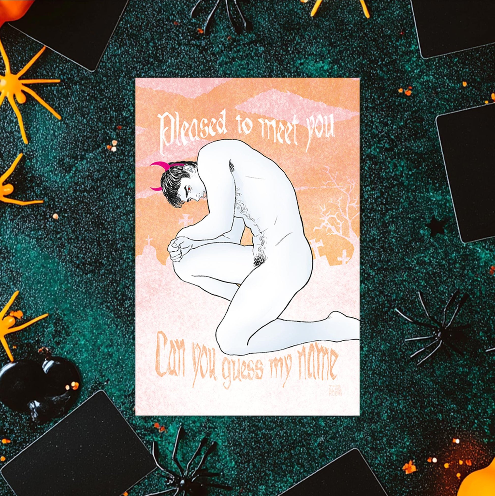 Pleased To Meet You | gay halloween giftcard queer postcard art male nude