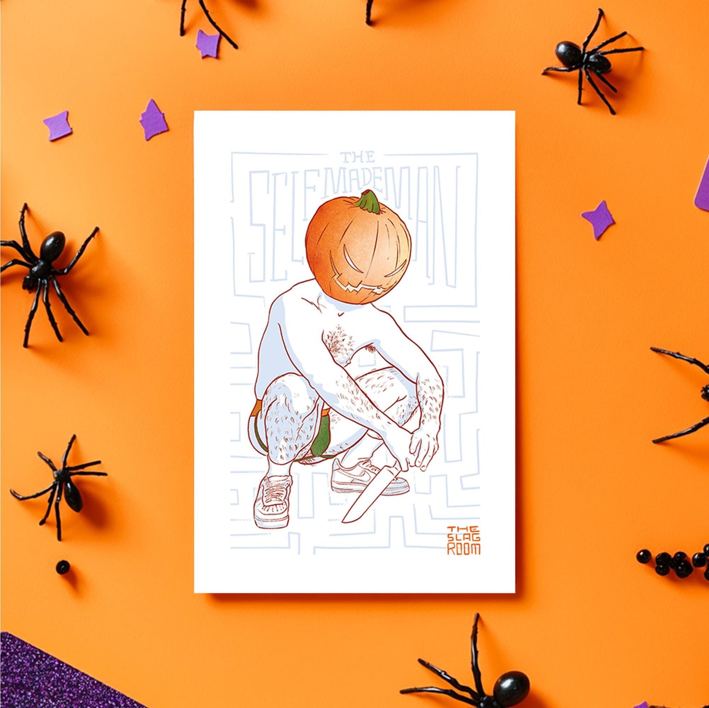 The Selfmade Man | gay halloween giftcard queer postcard art male nude