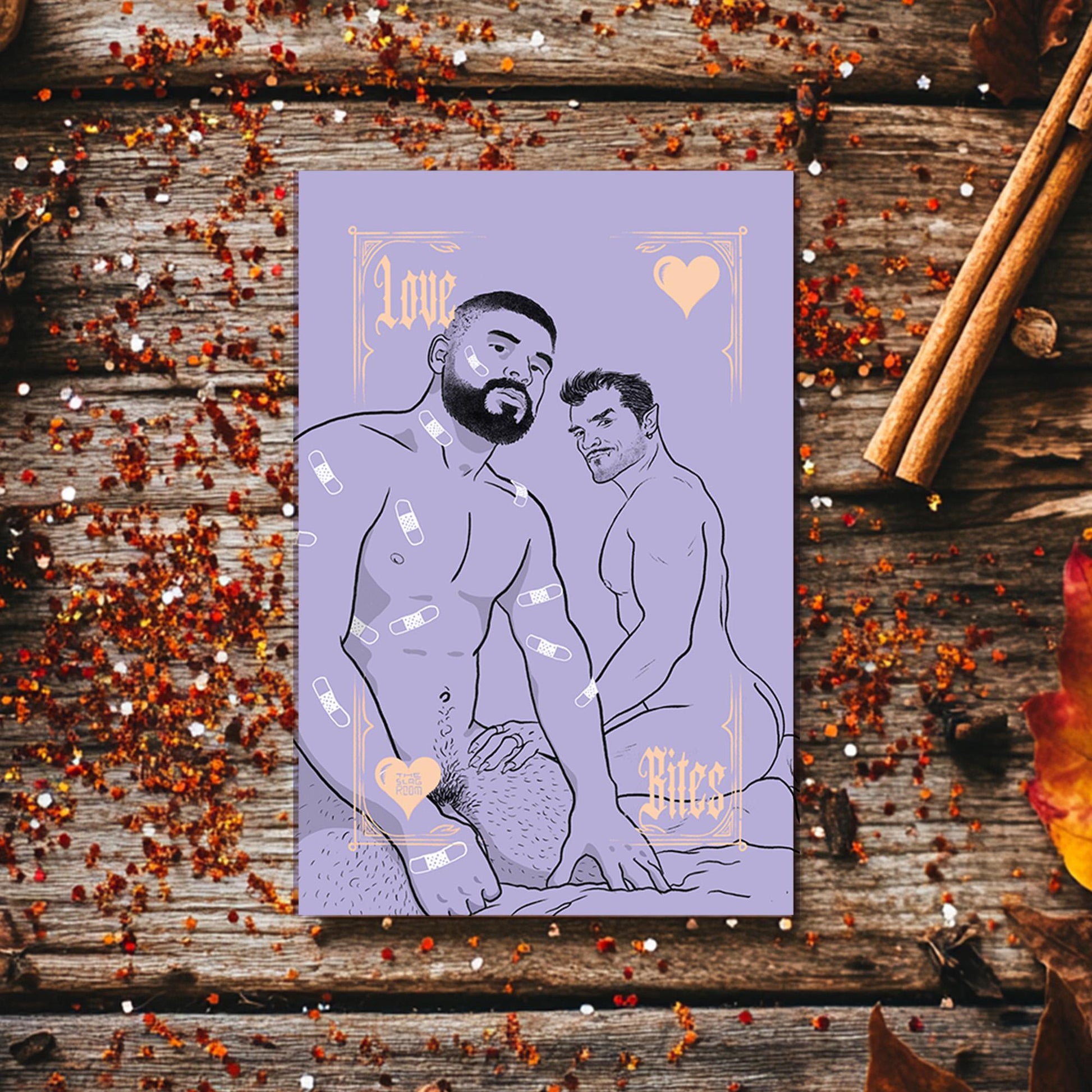 Love Bites | gay halloween giftcard queer postcard art male nude