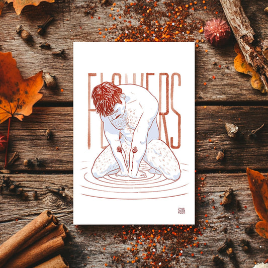 Flowers | gay halloween giftcard queer postcard art male nude