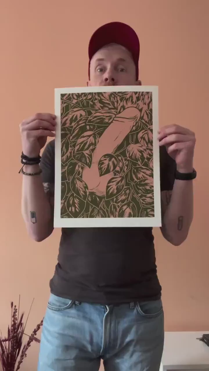 Nature Boy [pink] | homoerotic art screen print, Tom of Finland